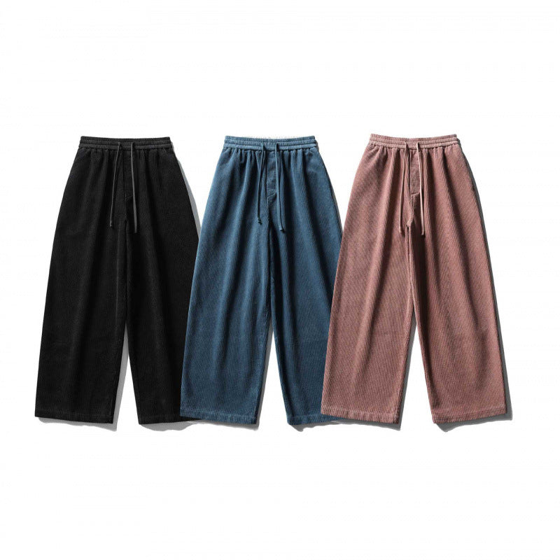 Unisex Weite Cordhose im Relaxed-Fit mit elastischem Bund, Tunnelzug und geradem Bein Nord Taschen