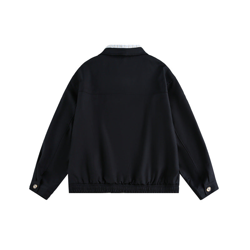 Unisex Boxy-Blousonjacke mit kontrastierender Reißverschlussleiste und kariertem Innenkragen Nord Taschen