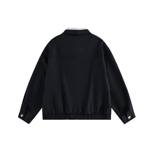 Unisex Boxy-Blousonjacke mit kontrastierender Reißverschlussleiste und kariertem Innenkragen Nord Taschen