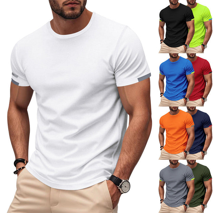 Herren nan athletisches Kurzarm Baumwolljersey T-Shirt mit Rundhalsausschnitt und reflektierenden Ärmeldetails
