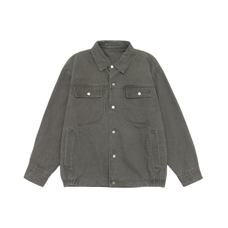 Unisex Oversize Workwear-Blousonjacke mit Druckknopf‑Front und Elastbund Nord Taschen