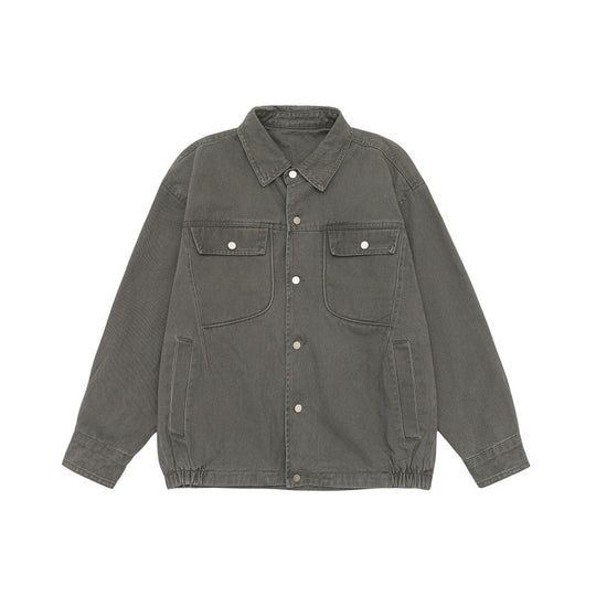 Unisex Oversize Workwear-Blousonjacke mit Druckknopf‑Front und Elastbund Nord Taschen
