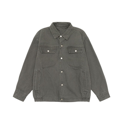 Unisex Oversize Workwear-Blousonjacke mit Druckknopf‑Front und Elastbund Nord Taschen