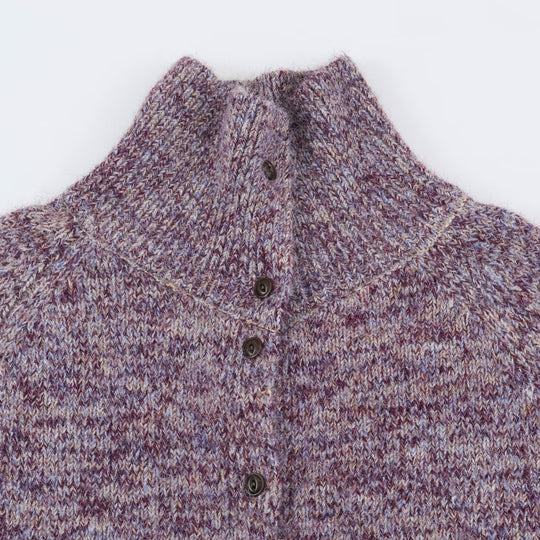 Damen Grobgestrickter Cardigan mit hohem Rollkragen und durchgehender Knopfleiste Nord Taschen