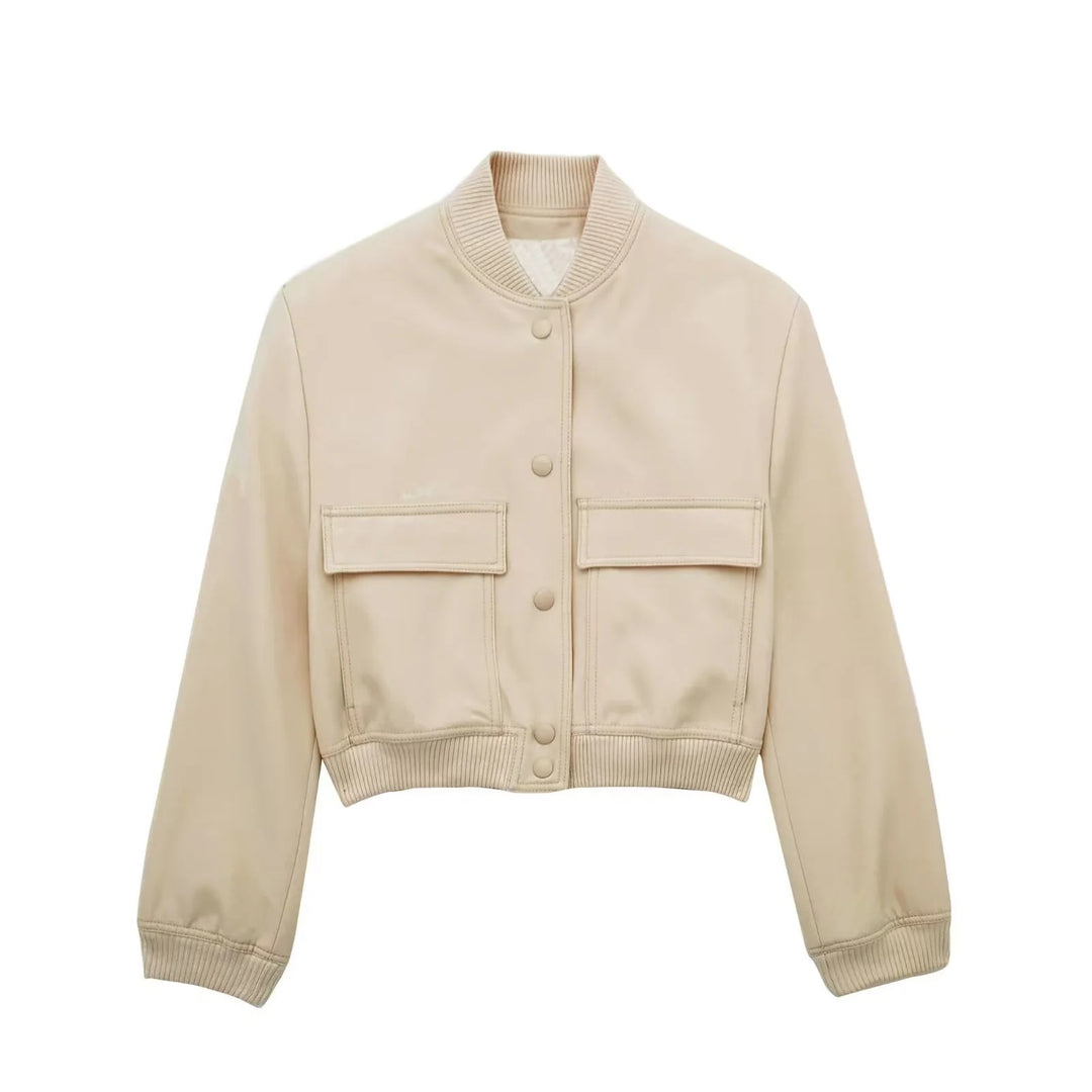 Damen Boxy-Cropped-Jacke im Worker-Look mit Pattentaschen und Rippkragen Nord Taschen
