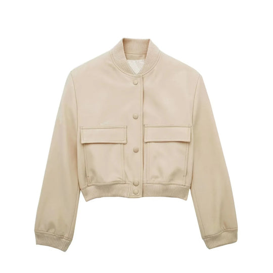 Damen Boxy-Cropped-Jacke im Worker-Look mit Pattentaschen und Rippkragen Nord Taschen