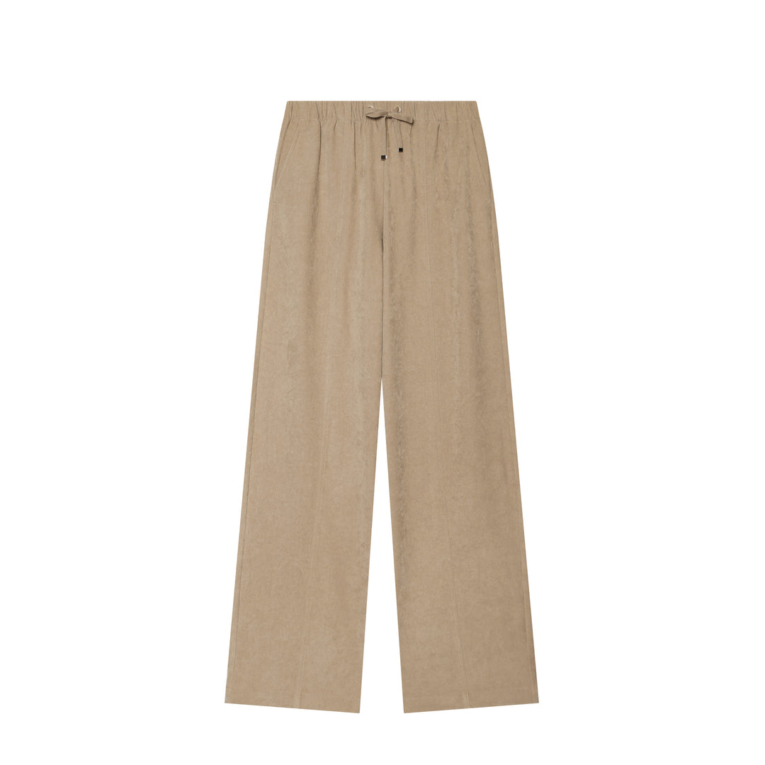 Damen Weite Cordhose mit hohem Elastikbund Tunnelzug und geradem Bein Nord Taschen