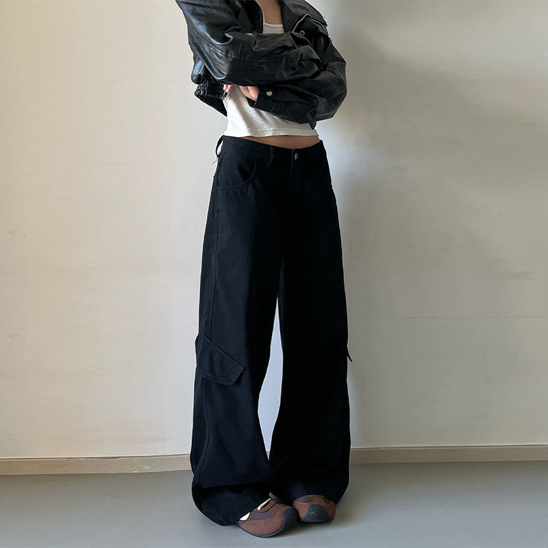 Damen Bodentiefe Utility-Palazzo-Hose aus schwerem Twill mit seitlichen Pattentaschen Nord Taschen