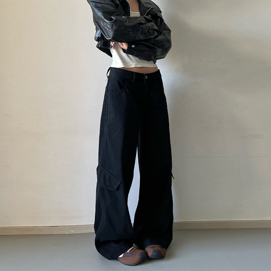 Damen Bodentiefe Utility-Palazzo-Hose aus schwerem Twill mit seitlichen Pattentaschen Nord Taschen