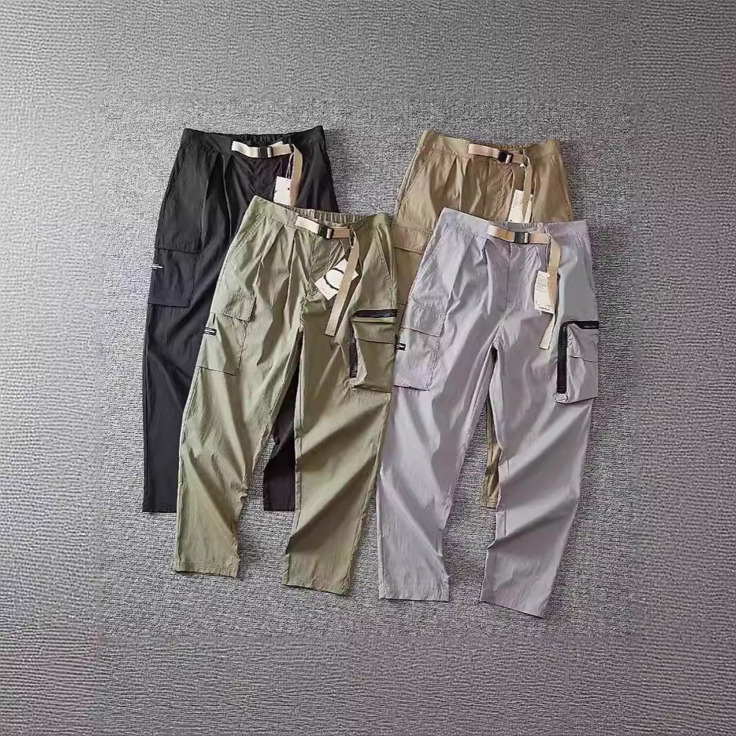 Herren Leichte technische Cargo-Hose mit integriertem Gürtel, mehreren Taschen und tapered Schnitt Nord Taschen