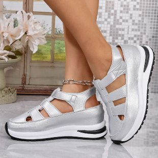 Damen bequeme Plattform-Sandalen mit atmungsaktiver Obermaterialstruktur und verstellbarem Riemendesign