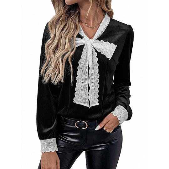 Damen Elegante Bluse mit Spitzenakzenten Nord Taschen