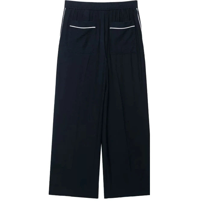 Damen Hochtaillierte Culotte-Hose mit weitem Bein und dekorativem Taillengürtel Nord Taschen
