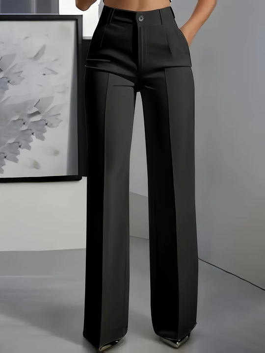 Damen Hochtaillierte Palazzo-Hose mit Bügelfalte und Eingrifftaschen Nord Taschen