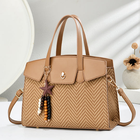 Damen Handtasche mit elegantem Chevron-Muster und abnehmbaren Schlüsselanhänger Nord Taschen