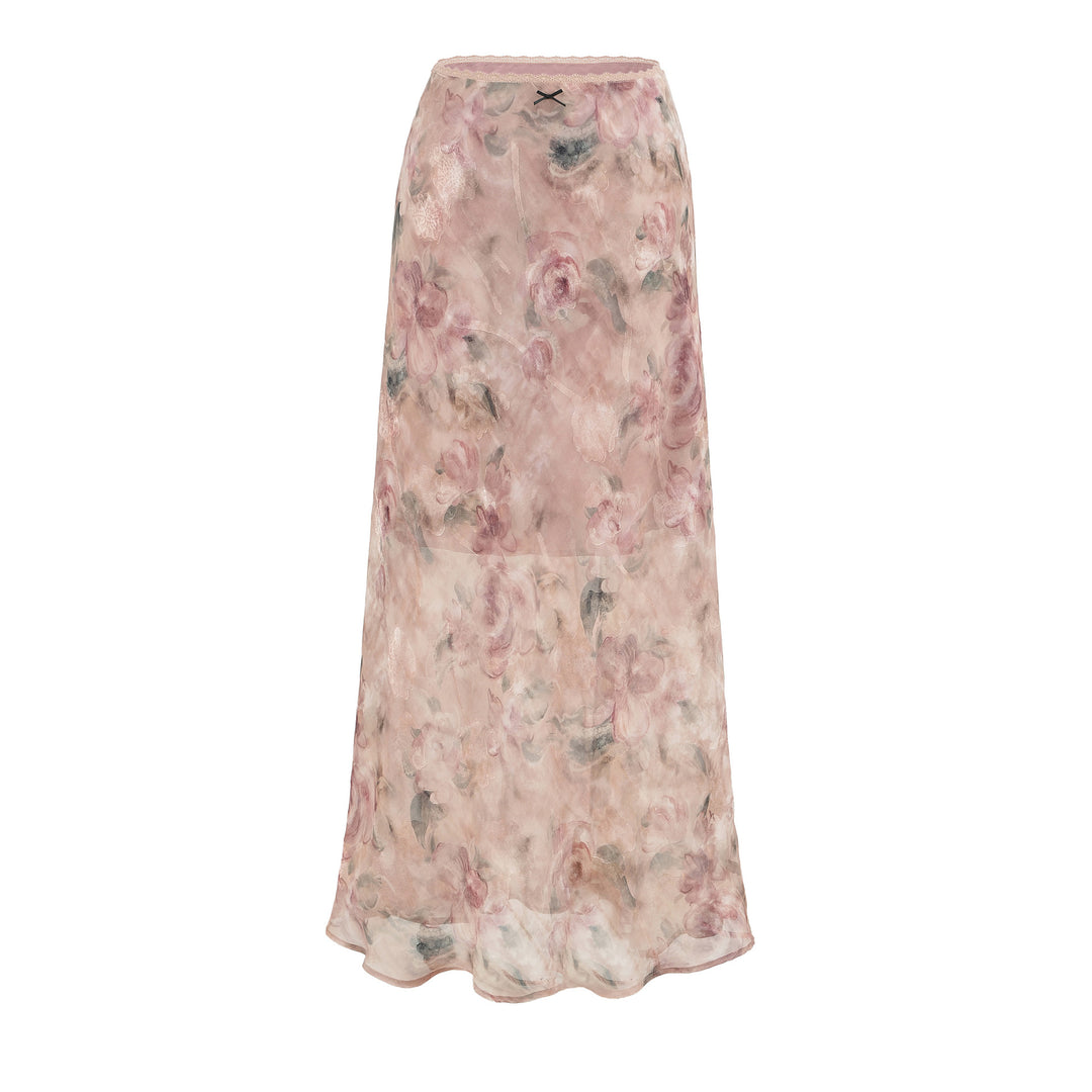 Damen Leichter Midirock aus Chiffon mit Leoprint und elastischem Bund Nord Taschen