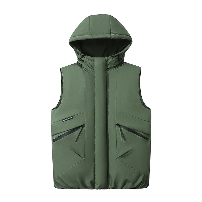 Herren Wattierte Kapuzen-Steppweste im technischen Urban-Look mit verdecktem Reißverschluss & Utility-Taschen Nord Taschen