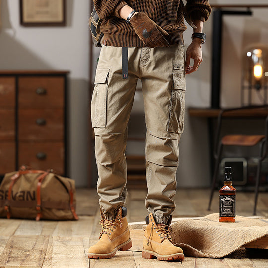 Herren Utility-Cargo-Hose mit verstellbarem Gürtelbund, Mehrfachtaschen und elastischem Saum Nord Taschen
