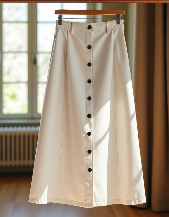 Damen Eleganter Maxirock mit Knopfdetails und hohem Bund Nord Taschen