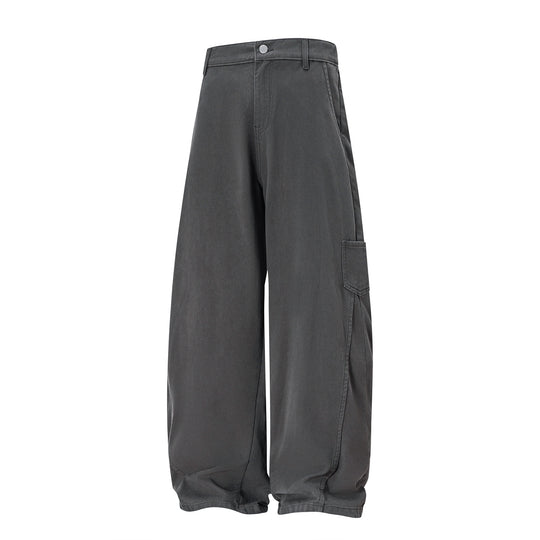Damen Hochtaillierte Extraweite Workwear‑Hose mit Ballonbein und Cargotasche Nord Taschen