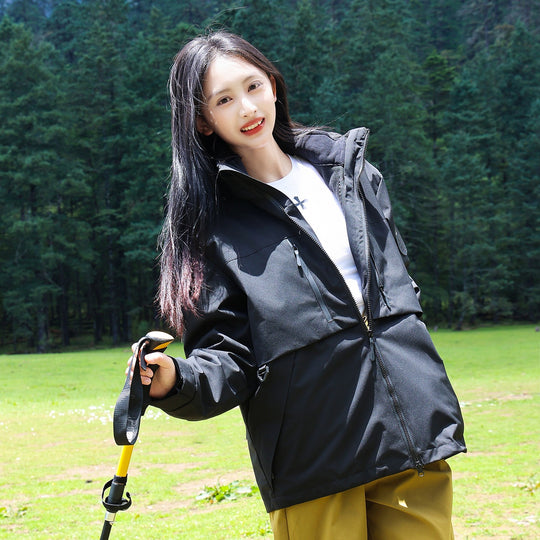 Herren Wasserdichte atmungsaktive Softshell Outdoorjacke mit verstellbarer Kapuze Nord Taschen