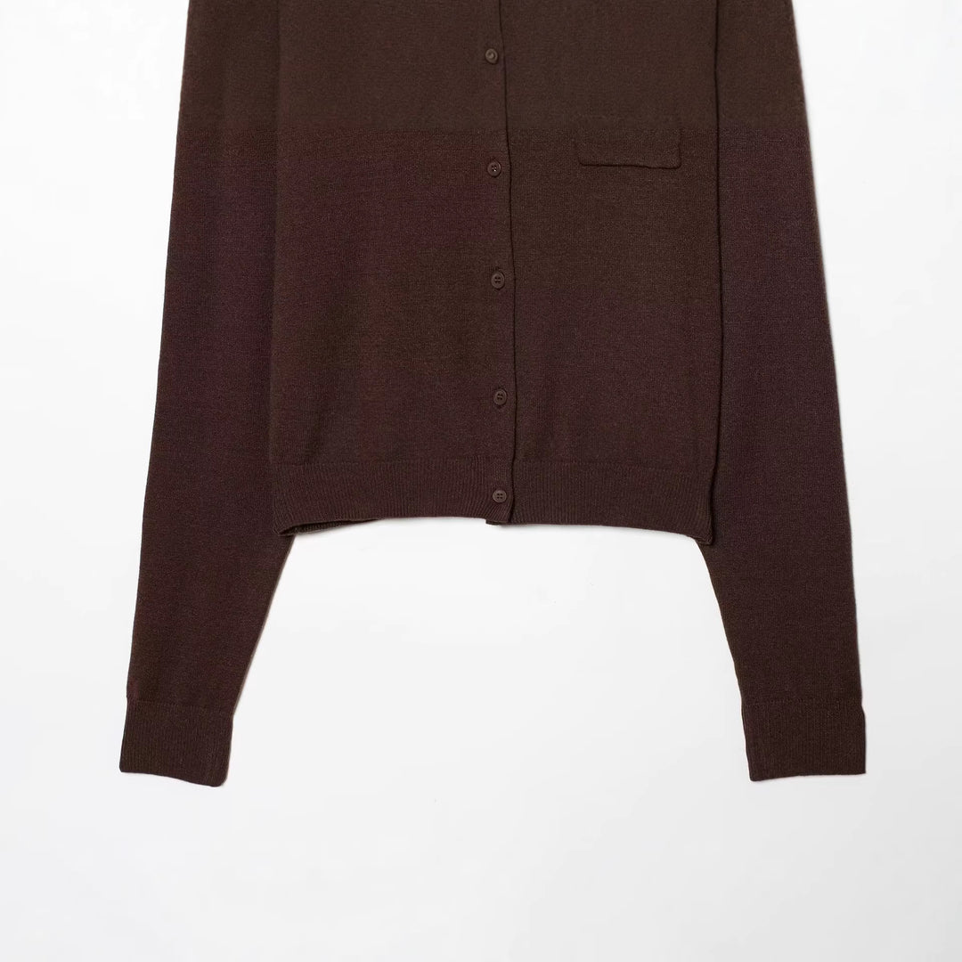 Damen Cardigan mit kontrastfarbener Knopfleiste und zweifarbigen Ärmeln Nord Taschen