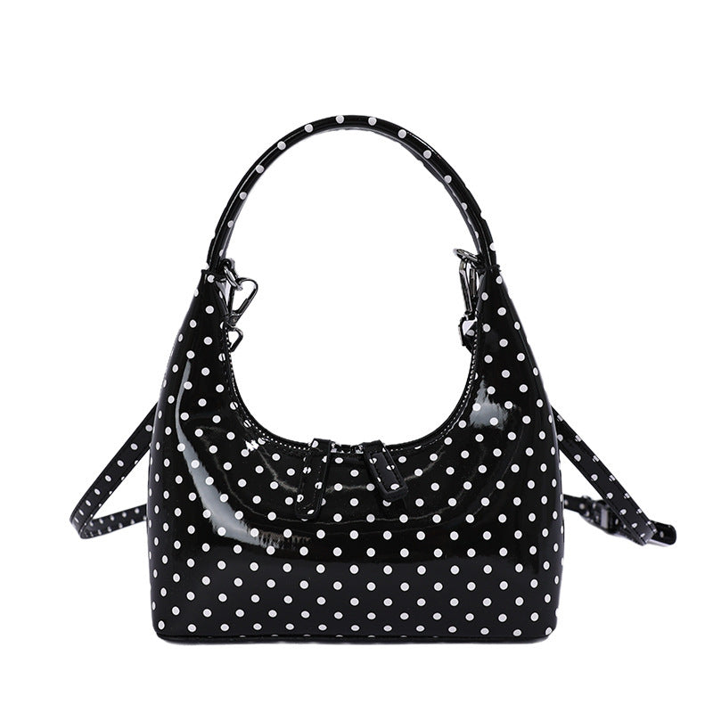 Damen Hobo-Tasche aus glänzendem Kunstleder mit verspieltem Punktedesign Nord Taschen