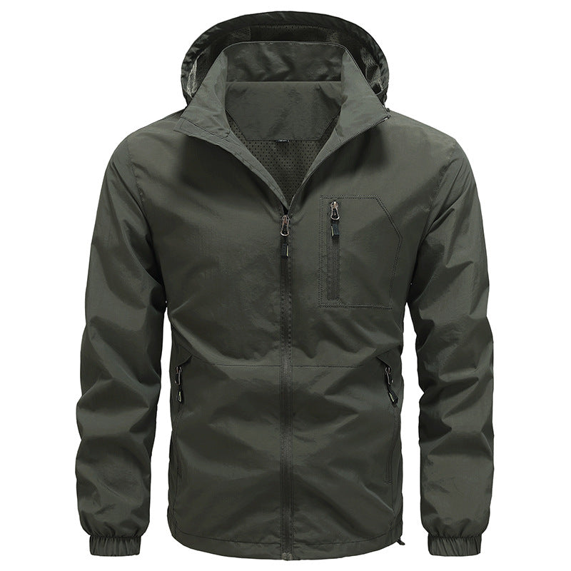 Herren Atmungsaktive ultraleichte Wind- und Regenjacke mit Mesh-Innenfutter und verdeckter Brusttasche Nord Taschen
