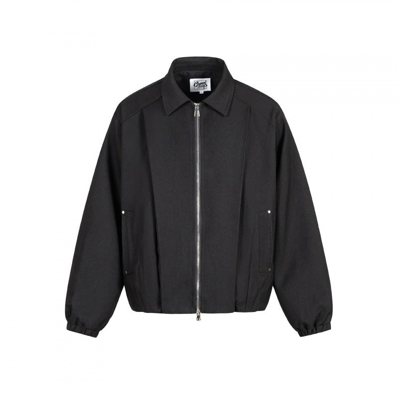 Unisex Boxy-Übergangsblouson mit Hemdkragen, Zwei-Wege-Metallreißverschluss und elastischen Bündchen Nord Taschen