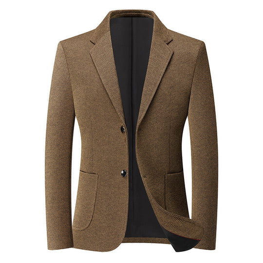 Herren Tailliertes Strickblazer aus Wollmix mit feiner Noppenstruktur und aufgesetzten Taschen Nord Taschen
