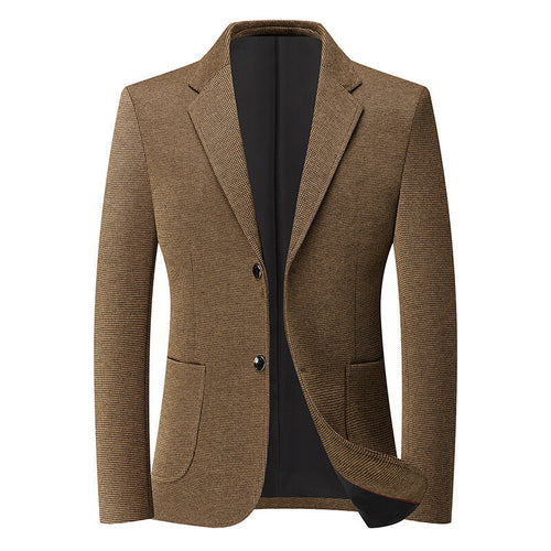 Herren Tailliertes Strickblazer aus Wollmix mit feiner Noppenstruktur und aufgesetzten Taschen Nord Taschen