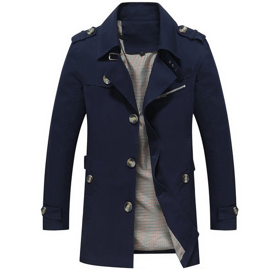 Herren Eleganter Field‑Trench mit tailliertem Schnitt, Schulterklappen und verstellbaren Manschetten Nord Taschen