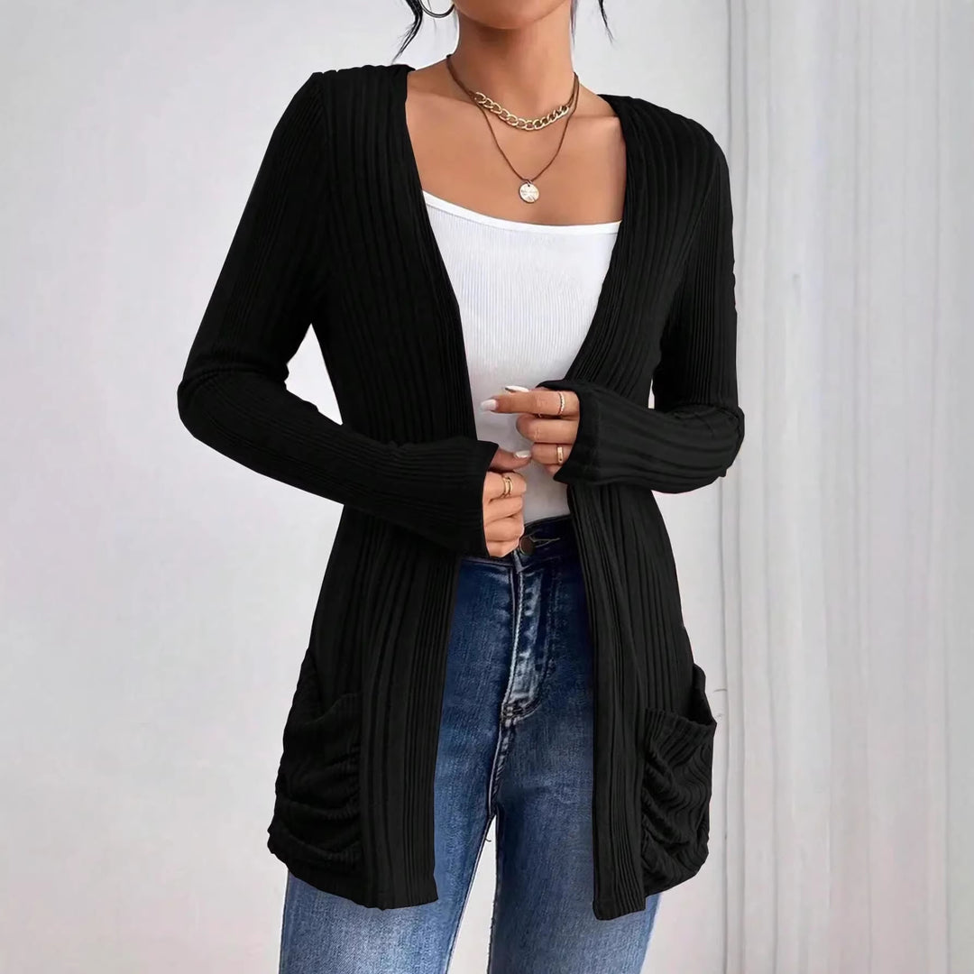 Damen Lässige und warme Strickjacke Nord Taschen