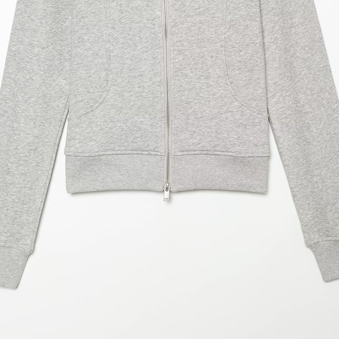 Damen Taillierte Sweatjacke mit Stehkragen, Reißverschluss und Raglanärmeln Nord Taschen
