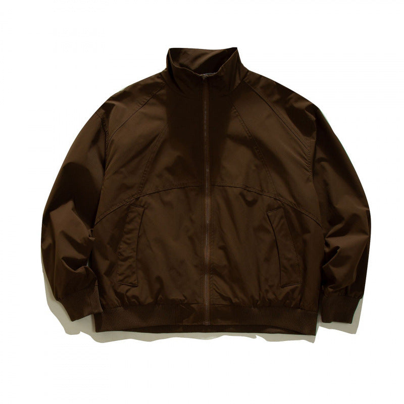 Herren Leichte Boxy-Trainingsjacke mit Stehkragen, Raglanärmeln und geripptem Saum Nord Taschen