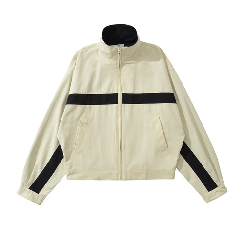 Damen Oversize Trackjacke mit Stehkragen, durchgehendem Reißverschluss und Kontraststreifen Nord Taschen