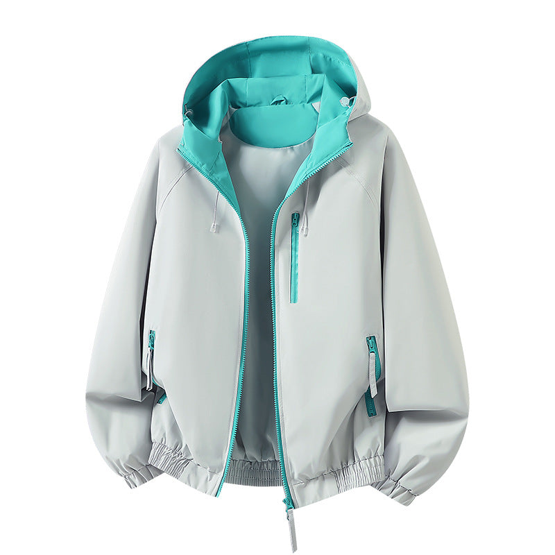Damen Leichte Kapuzen‑Shelljacke im Urban‑Look mit kontrastfarbenem Futter, Reißverschlusstaschen und elastischem Bund Nord Taschen