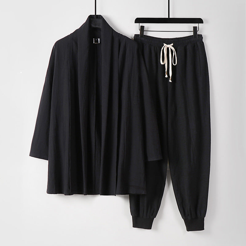 Unisex Luftiges Freizeit-Set im Kimono-Stil mit Schalkragenjacke und konisch zulaufender Joggerhose Nord Taschen