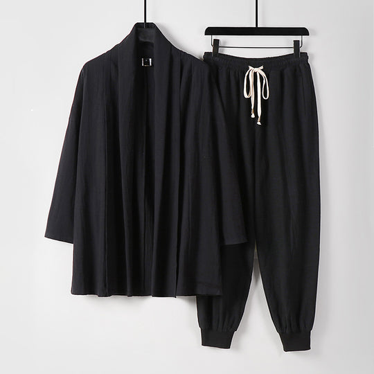 Unisex Luftiges Freizeit-Set im Kimono-Stil mit Schalkragenjacke und konisch zulaufender Joggerhose Nord Taschen