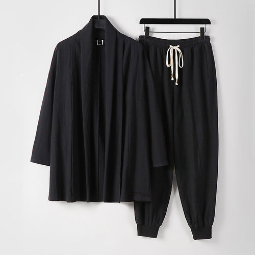 Unisex Luftiges Freizeit-Set im Kimono-Stil mit Schalkragenjacke und konisch zulaufender Joggerhose Nord Taschen