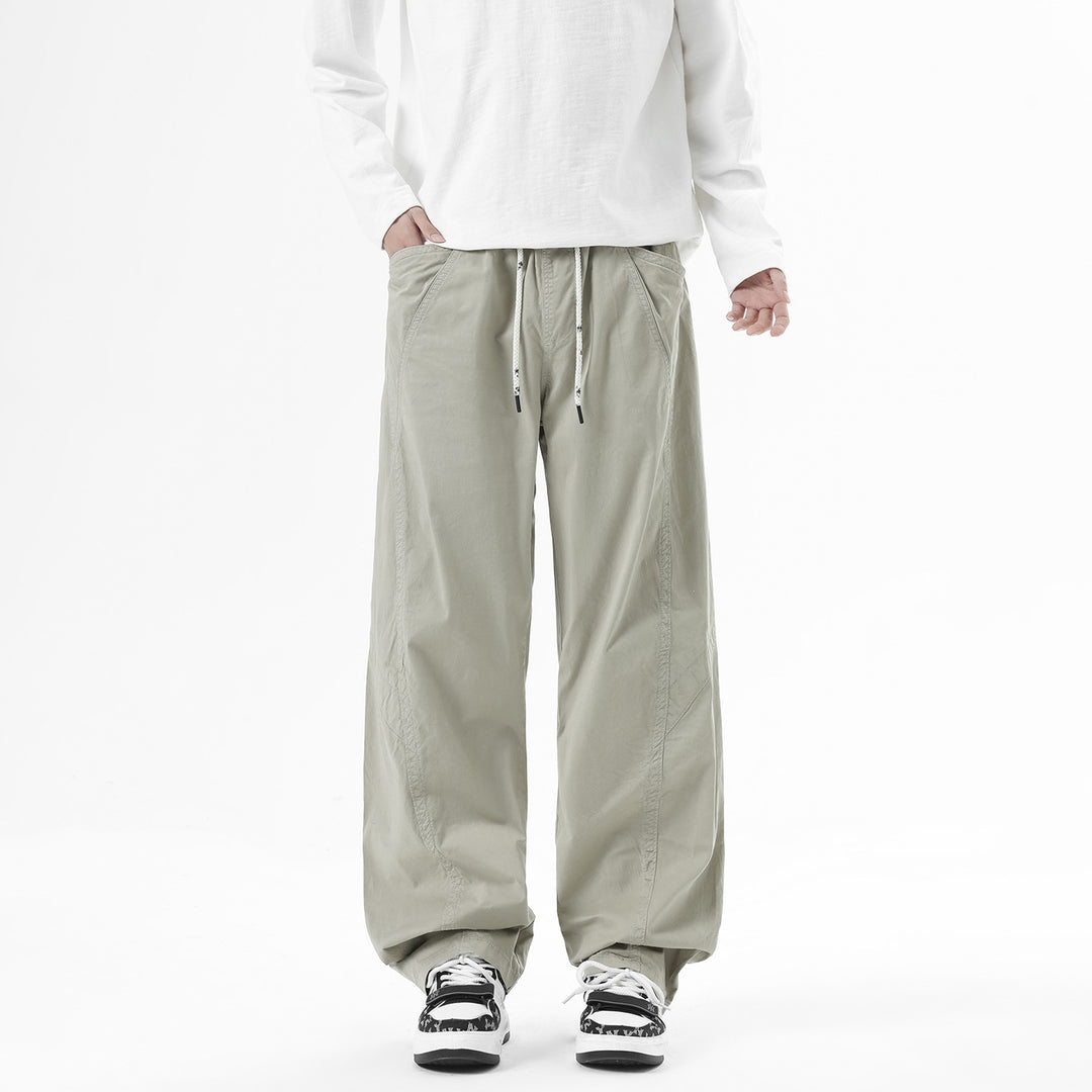 Herren Leichte Relaxed-Fit Bundhose mit Tunnelzug, schrägen Eingrifftaschen und Paneelnähten Nord Taschen
