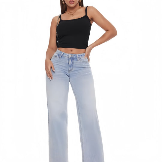 Damen Weite High‑Waist Schlagjeans aus Stretch Denim Nord Taschen