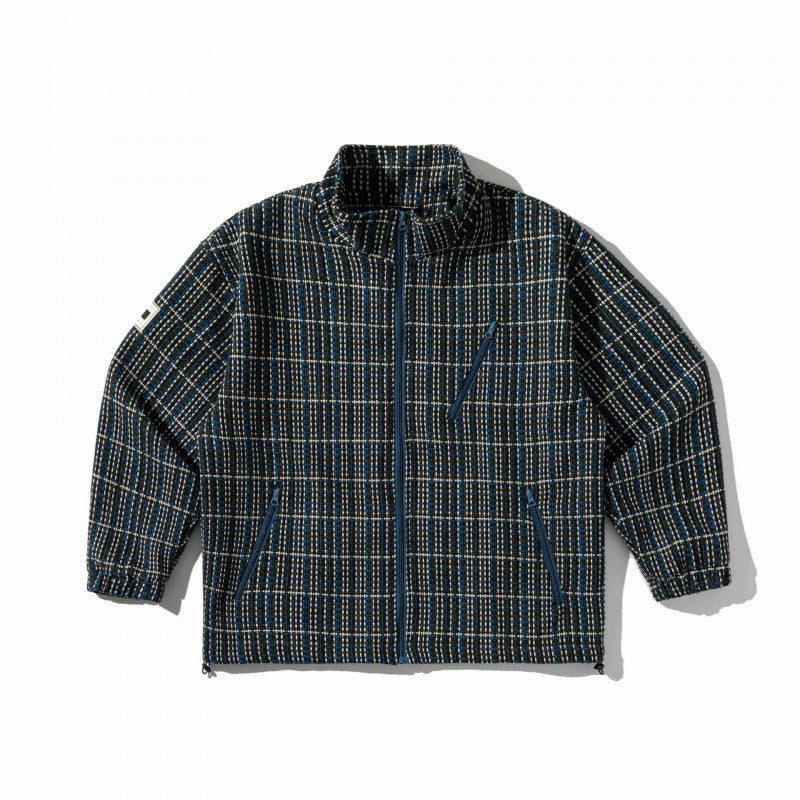 Unisex Kastenförmige karierte Fleece-Übergangsjacke mit Reißverschluss, Stehkragen und Zipp-Taschen Nord Taschen