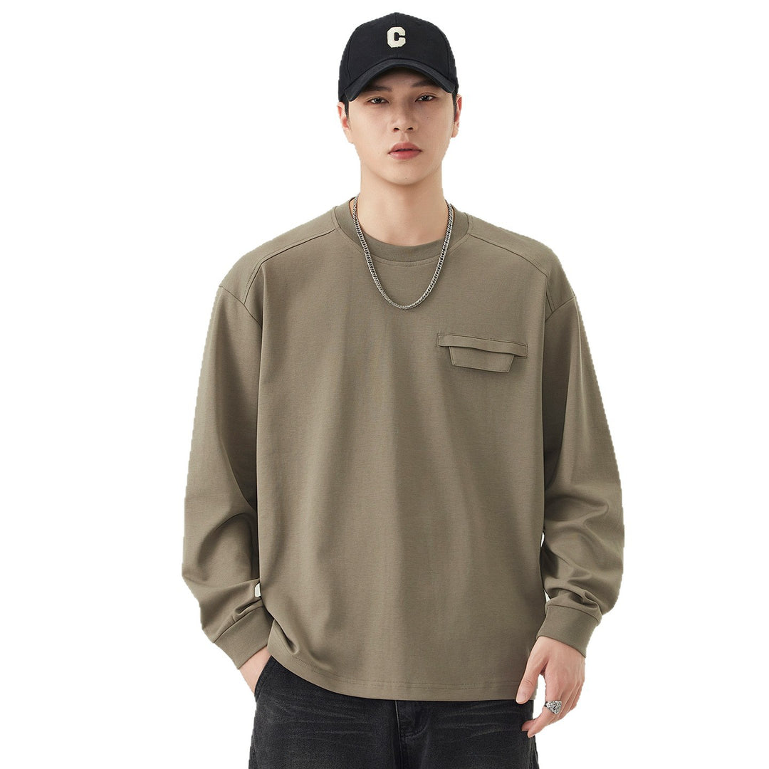Herren Oversize Sweatshirt mit Brustklappe und Raglanärmeln Nord Taschen