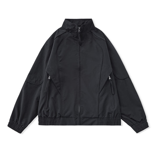 Damen Kurze Boxy‑Utility‑Jacke mit ergonomischen Teilungsnähten, hohem Stehkragen und Kordelzug Nord Taschen