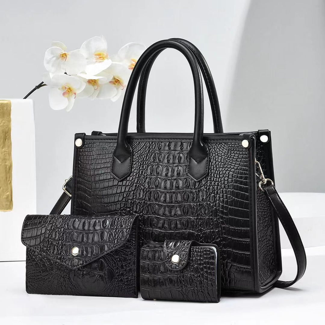 Damen elegante Handtasche im exquisiten Krokodil-Look mit passendem Zubehör Nord Taschen