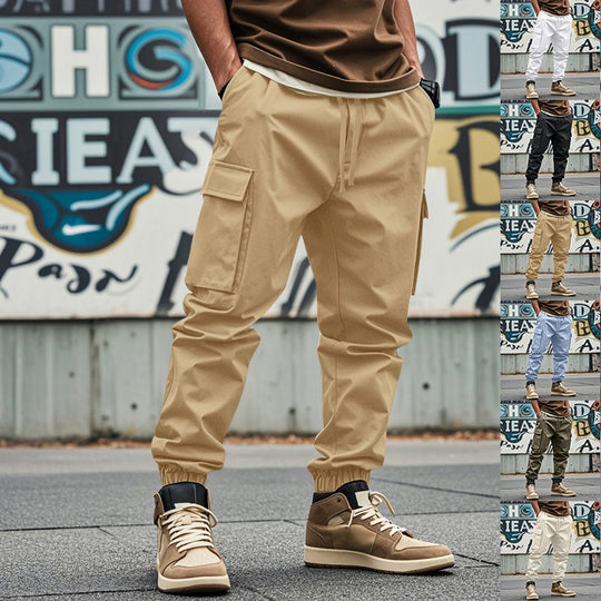Herren Tapered Cargo-Jogginghose mit Kordelzug, aufgesetzten Klappentaschen und elastischen Bündchen Nord Taschen