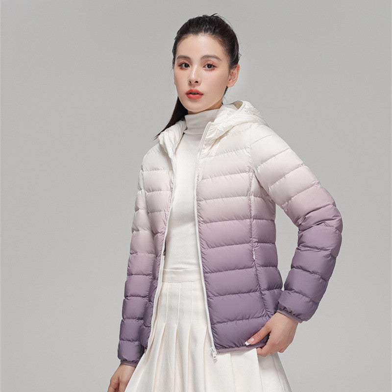 Damen ultraleichte Kapuzen-Steppjacke mit kompaktem Packmaß und windabweisender Hülle Nord Taschen