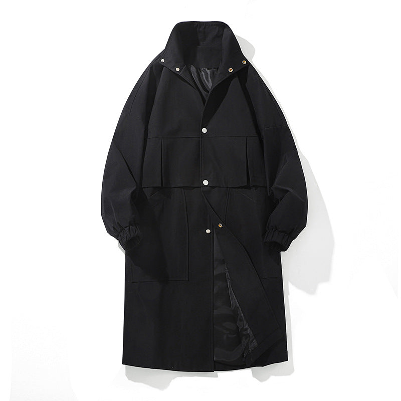 Herren Langer Oversize Utility Mantel mit zweistufiger Front, Druckknopfverschluss und großen Pattentaschen Nord Taschen