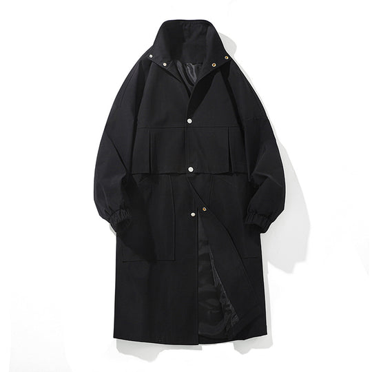 Herren Langer Oversize Utility Mantel mit zweistufiger Front, Druckknopfverschluss und großen Pattentaschen Nord Taschen